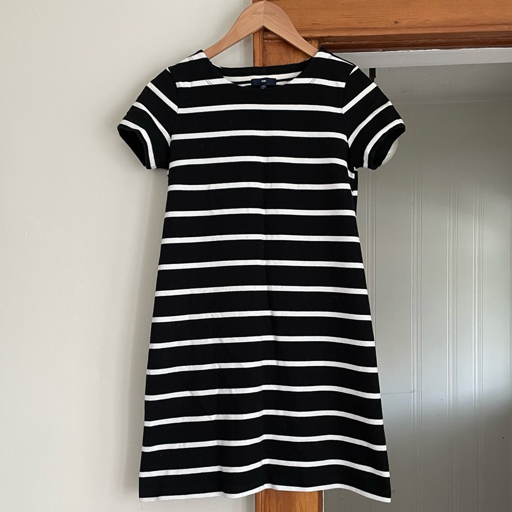 GAP Black and White Striped Thick Cotton Dress sz XS